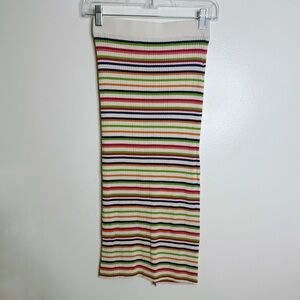 NWOT Hurley Ribbed‎ Striped Stretchy Midi Skirt Back Slit Multicolor Size XS